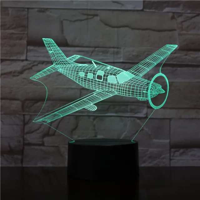 MC Living 3D Led Lamp Met Gravering - RGB 7 Kleuren - Vliegtuig