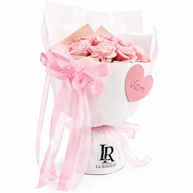 La Roselle Amsterdam Geurend Boeket - Roze - kerst Cadeau - Gift - kunstboeket -feestdagen wit