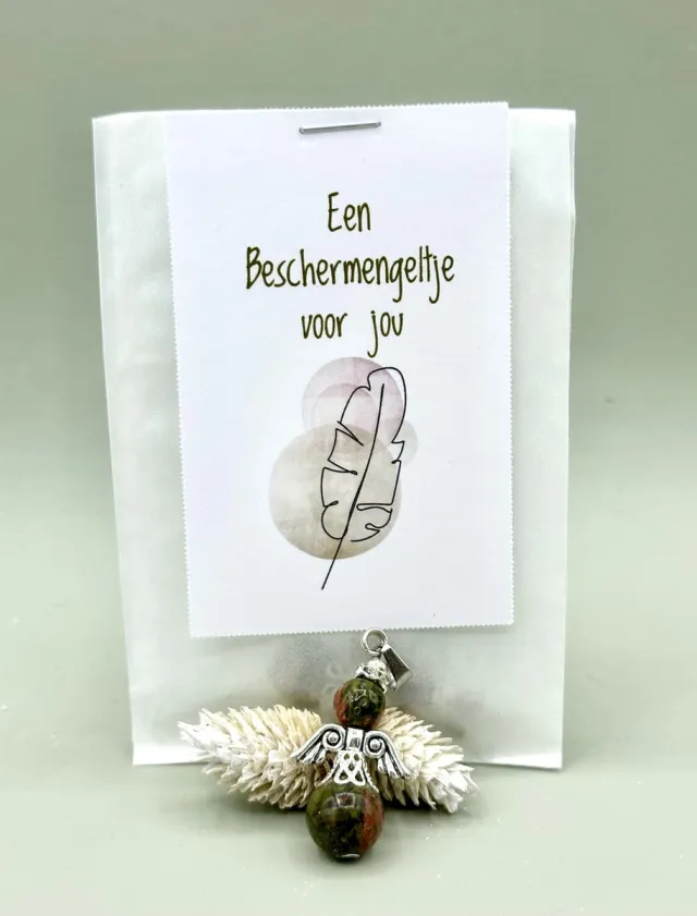 VanKarina Een beschermengeltje voor jou (unakiet) half edelsteen/kadozakje/engel/klein kadootje/geluk/edelsteen/sterkte/vakantie/reis/lief/beterschap/opkikkertje/zomaar/
