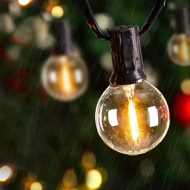 PEAM LED Buiten Lichtslinger 12M Met 30+3 G45 Lampjes - IP65 Waterdichte Tuinverlichting Voor Terras - Kerst & Bruiloft - Warm Wit