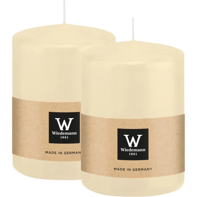 Wiedemann Cilinderkaars/stompkaars - 2x - creme wit - 6 x 8 cm - 29 branduren - zuilkaarsen