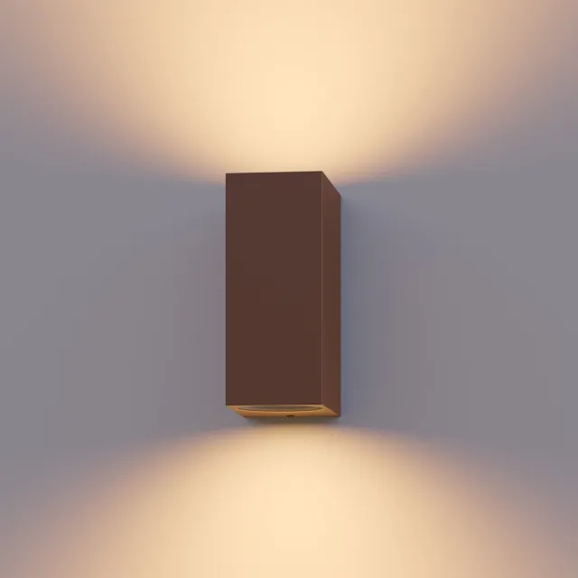 Calex Wandlamp Up & Downlight Bergamo - 2x GU10 - IP54 Water- en Stofbestendig - Geschikt voor Binnen en Buiten - Eenvoudige installatie - Rechthoek - Roestkleur