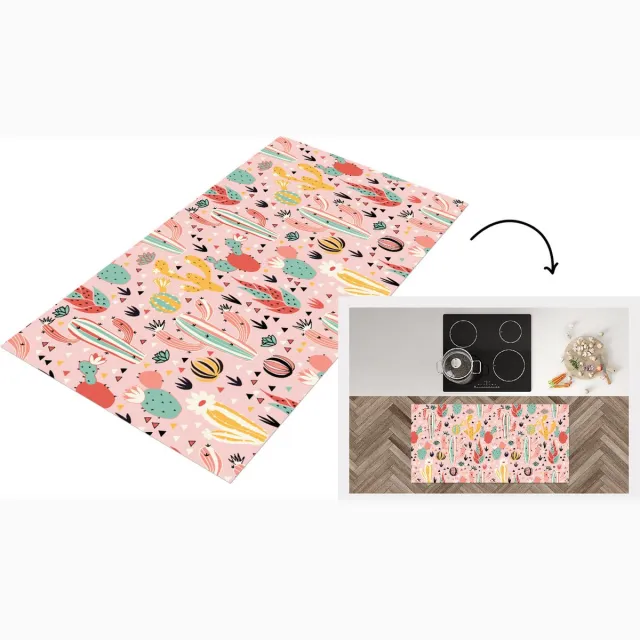 KitchenYeah Keukenloper - Loper keuken - Planten - Patronen - Cactus - Keukenloper vinyl Multicolor