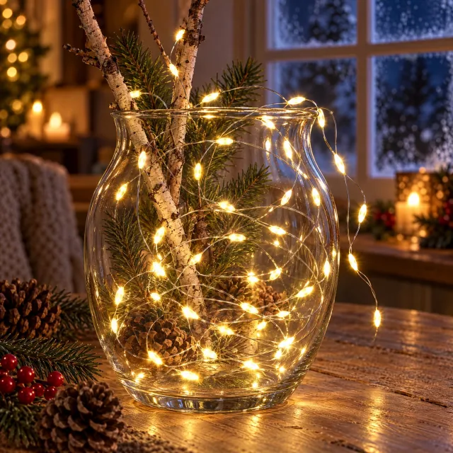 Cheqo Kerstlampjes 40 LED Warm Wit - Kerstverlichting op Batterijen met Timer - Draadverlichting - Lichtsnoer met Zilverdraad - Micro LED Lampjes - Sfeerverlichting voor Binnen - Fairy Lights - Lichtslinger - Feestverlichting - Kerstdecoratie