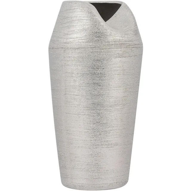 Beliani APAMEA - Decoratieve vaas - Zilver - Keramiek