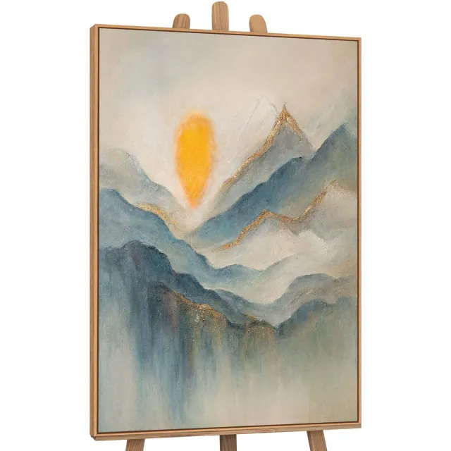 Canvas schilderij handgeschilderd dawn in the clouds abstract – YS-Art Gallery – Luxe wanddecoratie voor woonkamer – Modern schilderij voor slaapkamer en hal wood