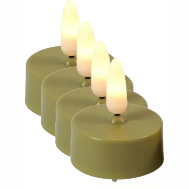 Countryfield LED theelichtjes/waxinelichtjes - 4x st - goud - met timer - warm wit Jade groen
