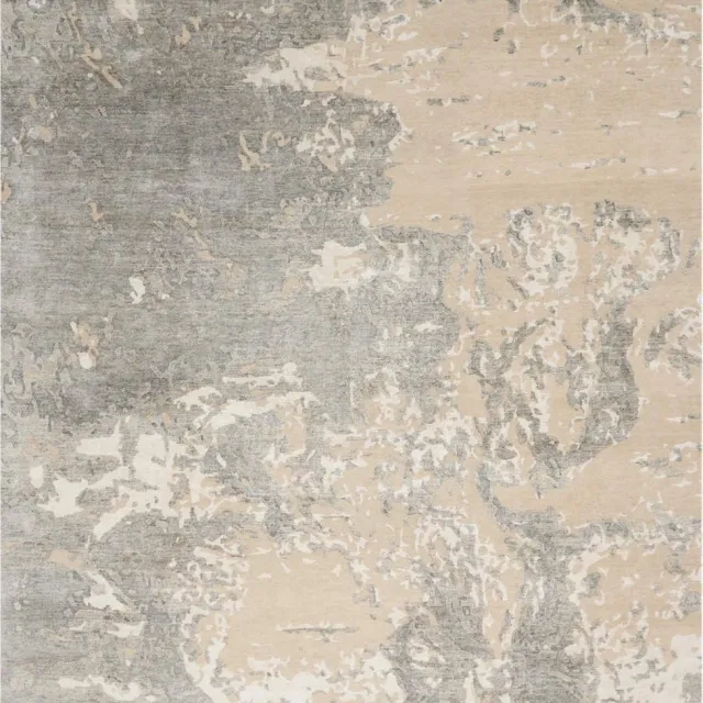 Nourison Silk Shadows SHA17 Sand Vloerkleed - 114 x 175 cm - Beige,Grijs - Rechthoekig - Bamboezijde, Wol - Woonkamer, Eetkamer, Slaapkamer - Abstract - Modern, Design