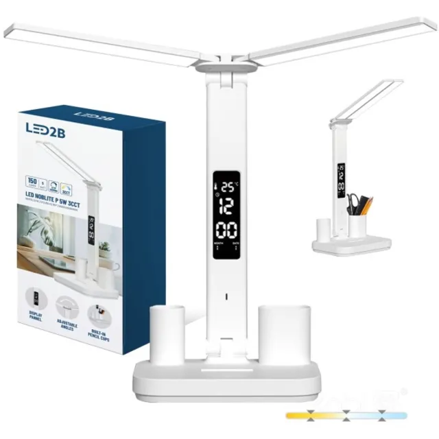 LED2B NOBLITE P bureaulamp 5W 3CCT wit dimbaar oplaadbaar | Geen fitting | Warm Wit-Koel Wit-Daglicht | 5 watt | 25.000 Branduren