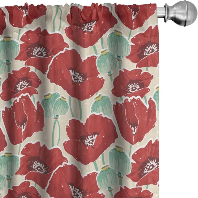 ABAKUHAUS Mohn Gordijnen – 2x75x175 cm – mintgroen en beige Mintgroen Beige