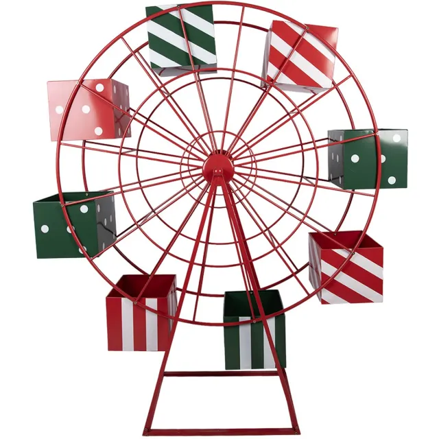 Clayre & Eef Kerstdecoratie Reuzenrad Rood Metaal