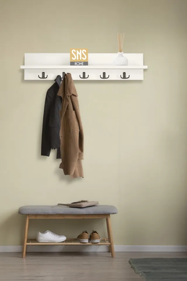 Bofigo Wandkapstok - Wandplank - Kleerhanger - Wit - 80 cm