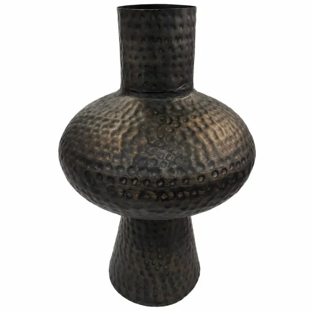 Sense , Metalen Vaas Zwart Brons – Gehamerde Decoratieve Vaas – Grote Vaas voor Vensterbank – Modern Landelijk Chic