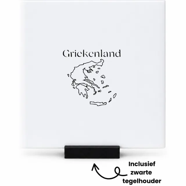 Hacebo Griekenland tegeltje met tegelhouder - Piloot - Toeristen - tegeltjes met tekst - Must go - Greece travel guide - Accessoires - Cadeau - Gift - Geschenk - spreuktegels - 10.8x10.8 CM Wit