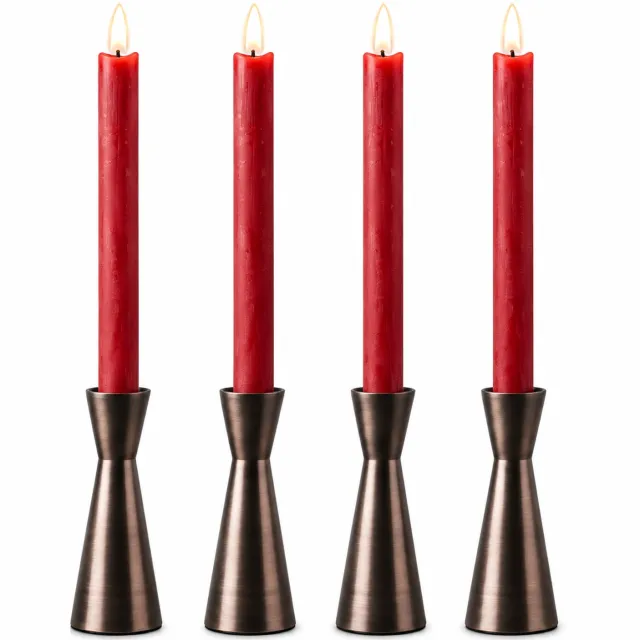 Inspinovia LED Dinerkaarsen / LED Kaarsen - Echte Wax - 22,5 cm - Rood – 4 Stuks - Realistische Vlam - Afstandsbediening