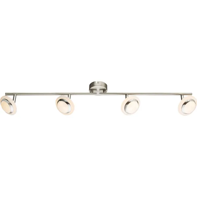 Globo Lighting Spotlight verstelbare LED plafondlamp Plafondspot Woonkamerlamp, beweegbare spots, metaal mat nikkel chroom, gesatineerd kunststof, 4x 4W 4x 280lm warm wit, LxH 80 x 13,5 cm zilver