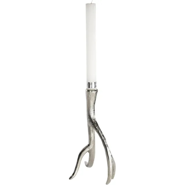 PTMD COLLECTION Alu rough candleholder horns high s Zilver