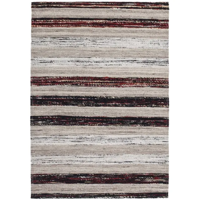 Padiro stijlvol laagpolig vloerkleed 80 x 150 cm - donkergrijs - modern streeppatroon - voor vloerverwarming - van wol, katoen en zijde