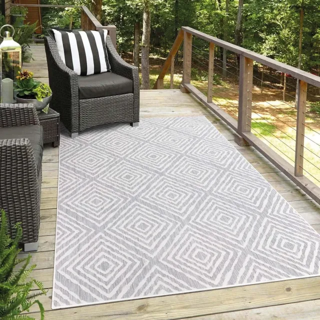 Ibenzoa Duurzame Geometrische Tapij vloerbedekking, 60x110cm, Grey lichtgrijs