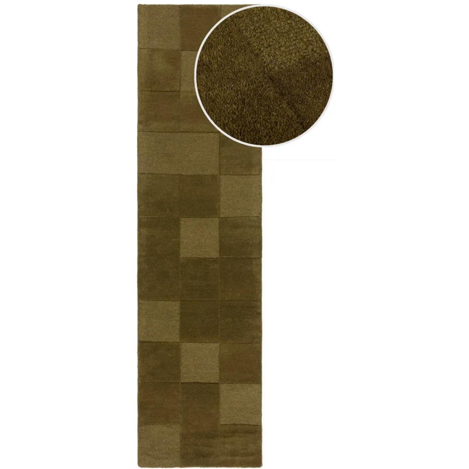 Flair Rugs Checkerboard vloerkleed van wol, modern groen, foto 3