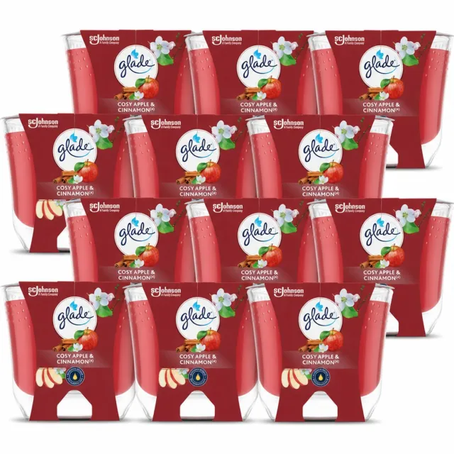 Glade 12 x Glade - Geurkaars Appel Kaneel - 100% Raapzaadwas - 204 g - Voordeelverpakking - 12 stuks rood