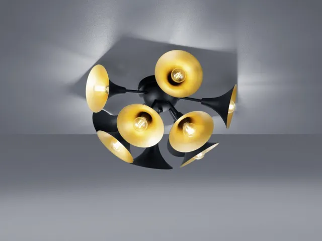 Trio leuchten toet - Plafondlamp - 10 lichts - Ø 50 cm - Zwart