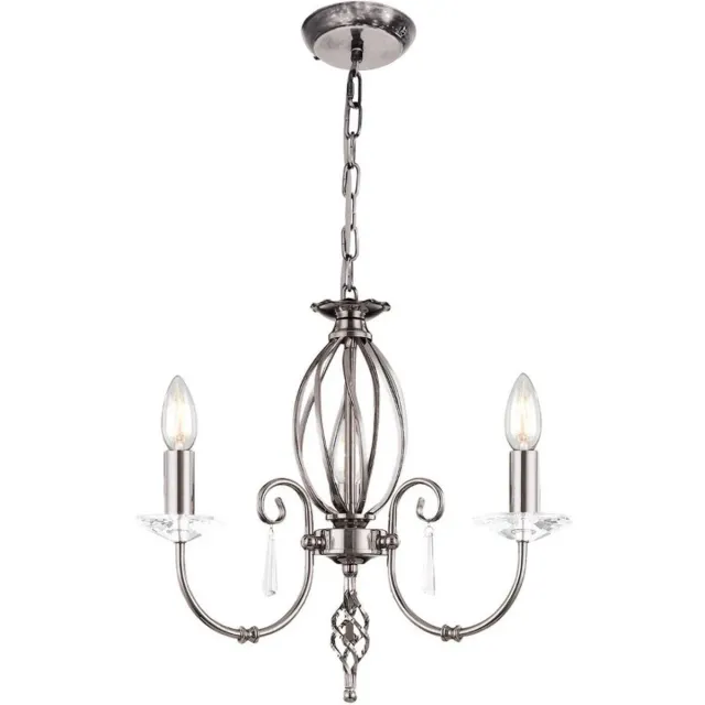 Steady Lighting Landelijke Kroonluchter - Steady Lighting - Metaal - Landelijk - E14 - L: 38cm - Voor Binnen - Woonkamer - Eetkamer - Zilver
