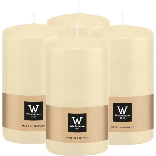 Wiedemann Cilinderkaars/stompkaars - 4x - creme wit - 12 x 6 cm - 33 branduren - zuilkaarsen