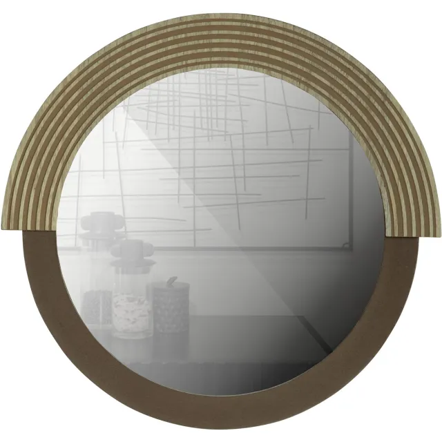 WOOOD Exclusive Hailey Spiegel Rond - Mdf/Glas - Naturel - 57x60x1,5 natural