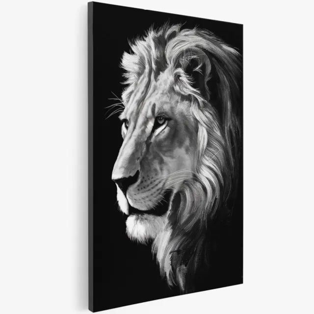 Saammp Canvas Schilderij - Zwart-Wit - Leeuw - Natuur - Dieren - 20x30 - Foto op canvas - Wanddecoratie - Muurdecoratie Woonkamer - Slaapkamer decoratie - Canvas Print Multicolor