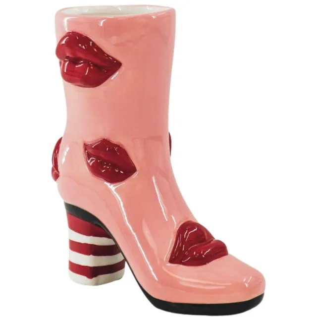 Housevitamin Bloemenvaas Laars met Lipjes – Keramische Design Vaas – Roze / Rood – 23 cm