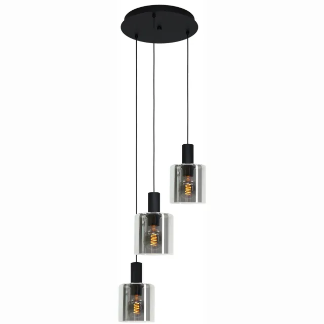 EGLO Gorosiba - Hanglamp - E27 - ؠ41 cm - rookglas - Zwart Zwart;Zwart-Transparant;
