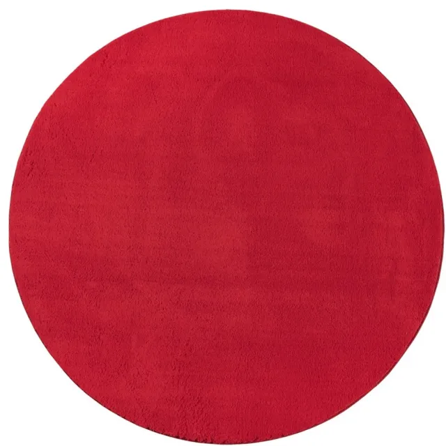 TapisTrend Harig tapijt Rood 200 cm rond Effen, wasbaar, antislip vloerkleed met een zachte pool van 19 mm voor de woonkamer, slaapkamer en eetkamer