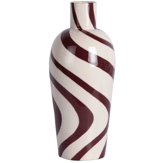 Present Time vaas Dublin Swirl 13x5x30 cm - burgundy rood/wit burgundy rood, wit
