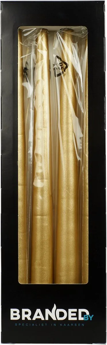 Branded by gouden dinerkaarsen - 2,2x28cm - 8h
