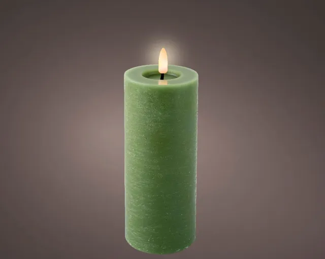 Lumineo LED wax stompkaars met vlameffect groen - ø7x19 cm
