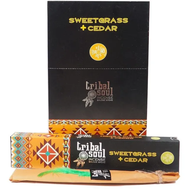 Tribal soul Wierookstokjes Tribal Soul Sweetgrass & Cedar (12 pakjes a 15 gram) zwart