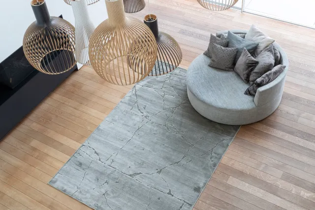 Acsento Vena Moss Vloerkleed - 160 x 230 cm - Groen - Rechthoekig - Viscose - Woonkamer, Eetkamer, Slaapkamer - Abstract - Design, Modern, Industrieel Mosgroen