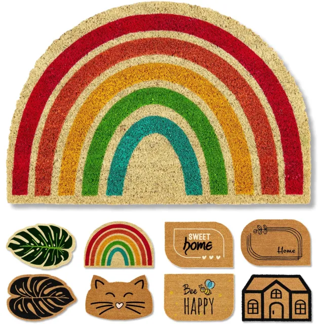 Famanu Natuurlijke kokos deurmat 40x60 cm, antislip vuilvangmat voor binnen en buiten, geschikt voor overdekte buitenoppervlakken Zwart