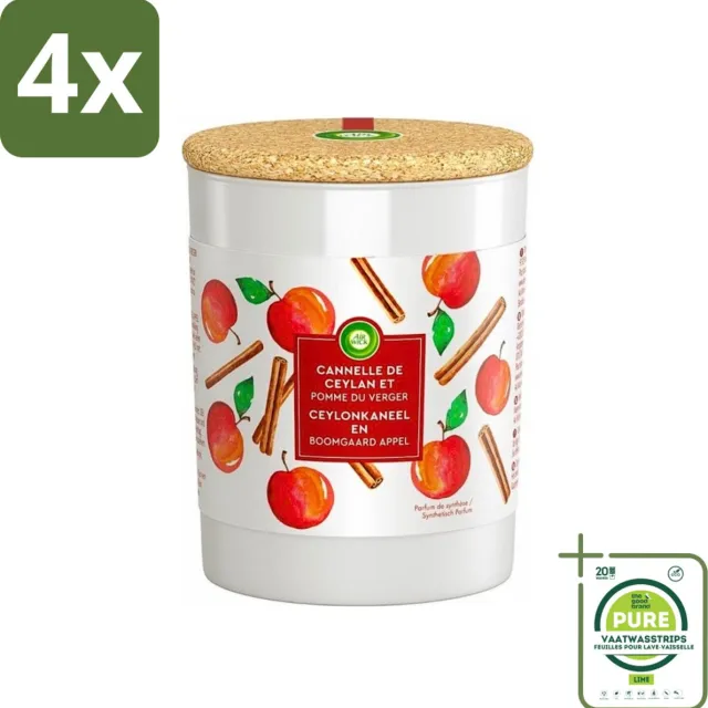 Air Wick Geurkaars - Kaneel & Boomgaard Appel - 35 Uur Brandduur - Voordeelverpakking - 4 stuks - Geurkaars - Kaneel Rood
