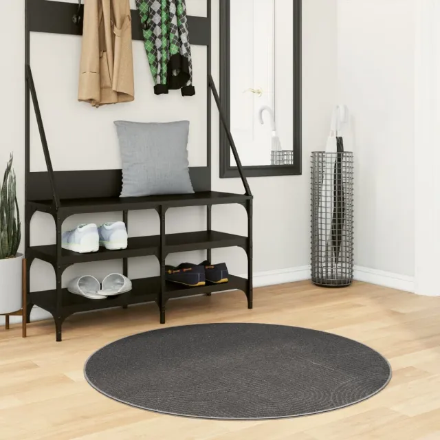 vidaXL Vloerkleed IZA laagpolig Scandinavisch Ø 100 cm antraciet, foto 2