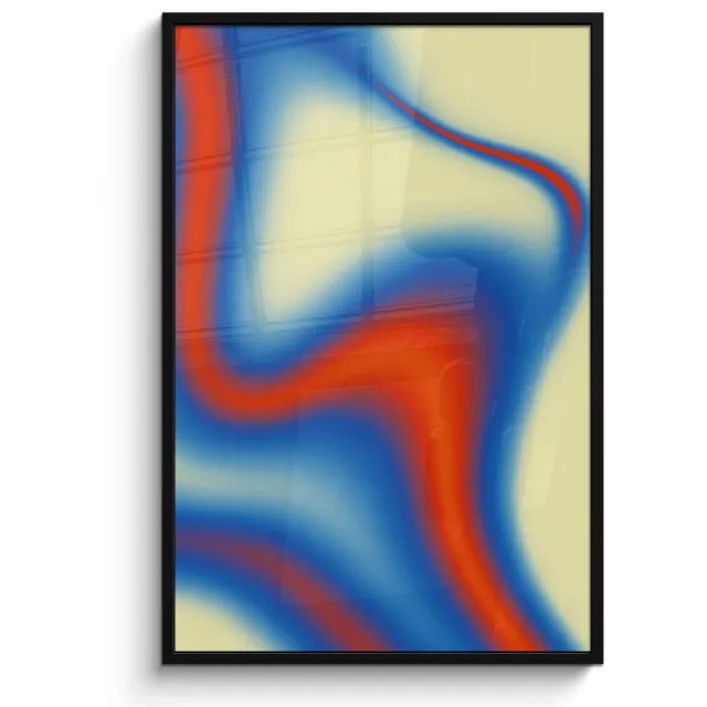 FrameYourWall Poster in lijst - Fotolijst 80x120 cm - Posters - Golven - Kleurrijk - Abstract - Posterlijst zwart - Decoratie - Wanddecoratie woonkamer - Muurdecoratie slaapkamer