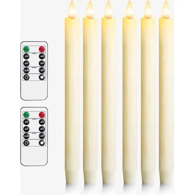 Wonix Echte was Led kaarsen met Afstandsbediening - Kaarsen op Batterijen - 6 Stuks - met flikkerende vlam - Ivoor - Warm Wit Licht