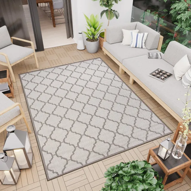 Tapiso Capri Vloerkleed Tuintapijt Indoor Outdoor Woonkamer Binnen Maat- 80x150 Beige Grijs