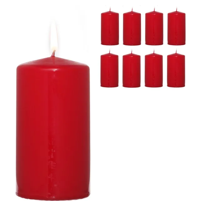 Candelo 8-delige set stompkaarsen DECO Kerst kaarsen rood – 5,8 cm x 12 cm – adventkaars kerstdecoratie – kerstkaarsen voor adventskrans Rot