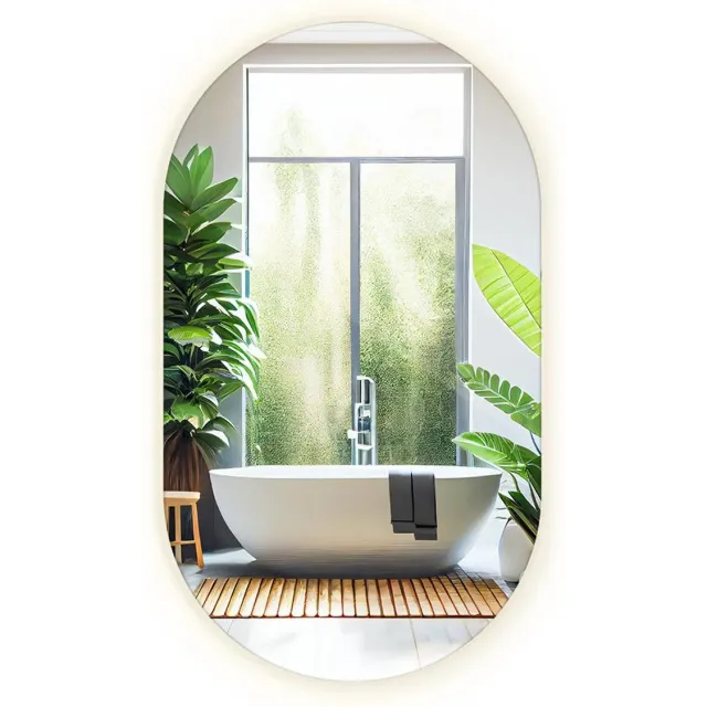 TULUP LED Spiegel - Ovale Spiegel Met LED Verlichting - 52 cm x 90 cm - Ovale Spiegel LED - Halspiegel - Warm Wit 3000K - Ovale Spiegel Badkamer Met Verlichting - Wandspiegel LED in Loftstijl