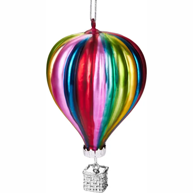 Brubaker Heteluchtballon Kleurrijk - met De Hand Beschilderde Kerstballen van Glas - Mondgeblazen Kerstboomversieringen Figuren Grappige Decoratieve Hangers Boombal - ca. 11 cm