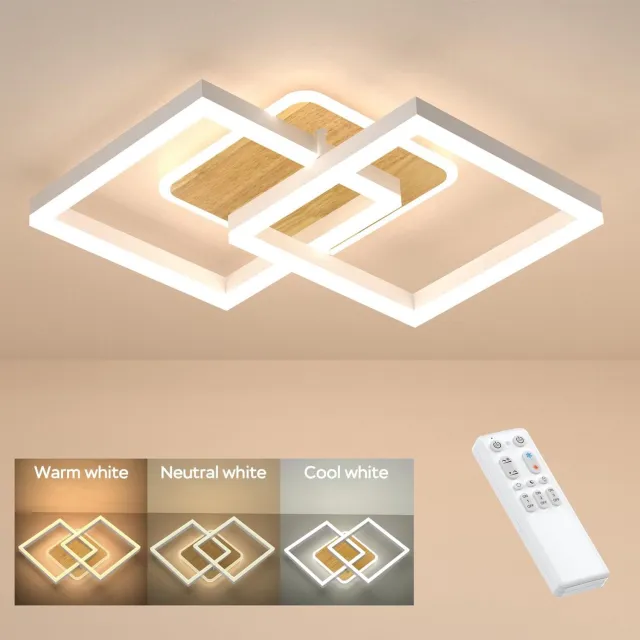 ANTENLICHT LED Plafondlamp - Plafonniére - 2 LED Plafondlampen - Woonkamer Lamp - Dimbaar - Met Afstandsbediening - 3000K-6500K - 3600LM - 40W walnotenkleur