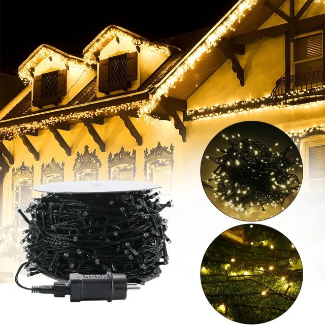 LZQ 80m 800 LED Lichtenketting Buiten Binnen Met Steker Lichtenkettinggordijn Warmwit 8 Modi Geheugenfunctie Kerstverlichting Voor Kerstfeest Feestelijkheden Bruiloft Pasen Waterdicht IP44
