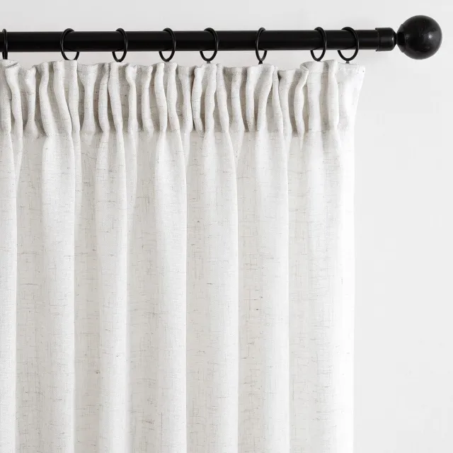 Ibenzoa Gordijnen met lussen in linnenlook, halftransparant voile voor modern interieur, set van 2, wit, 245 x 200 cm